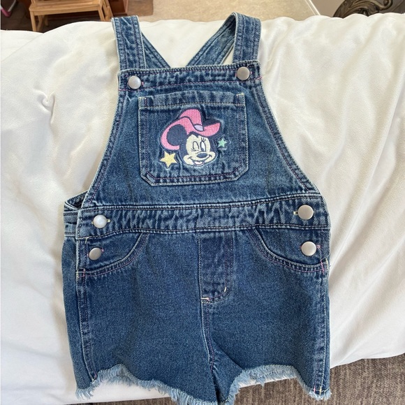 Disney Denim Overalls with Minnie Mouse Patch - Picture 1 of 3